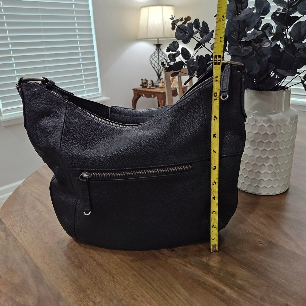 Stylish Lucky Brand Black Pebble Leather Hobo Purse W/ Silver Accents. Great Bag - Picture 15 of 15